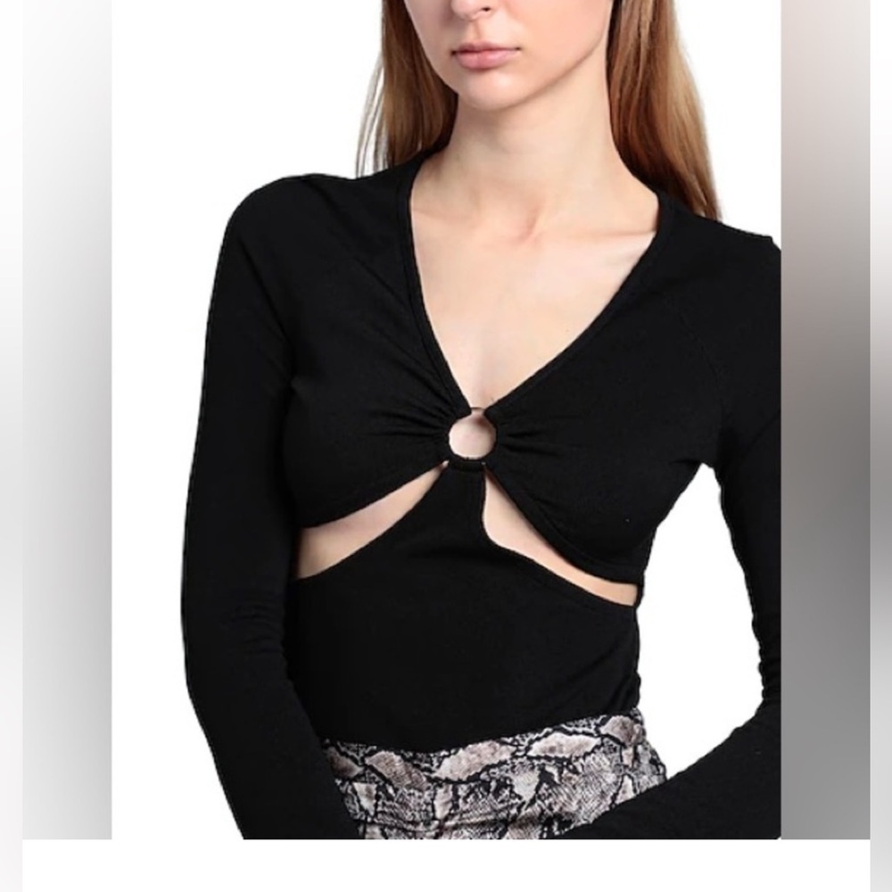 Topshop Black Cut-Out Women Bodysuit
